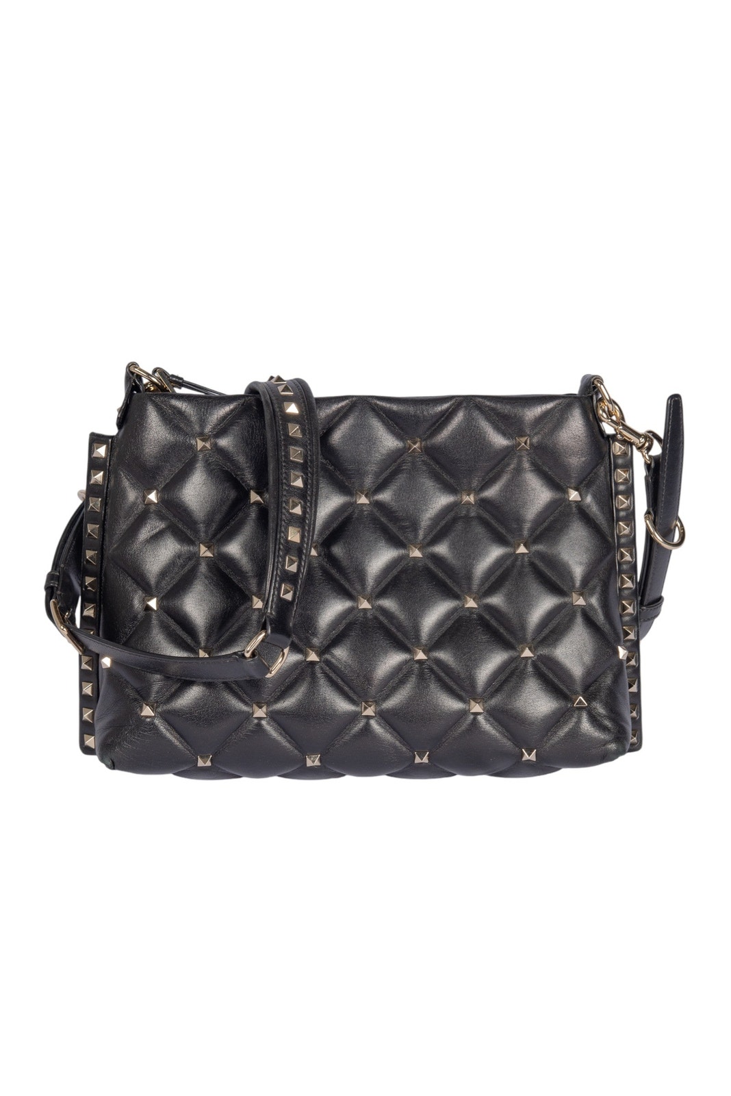 Valentino Garavani Black Quilted Leather Candystud Messenger Bag